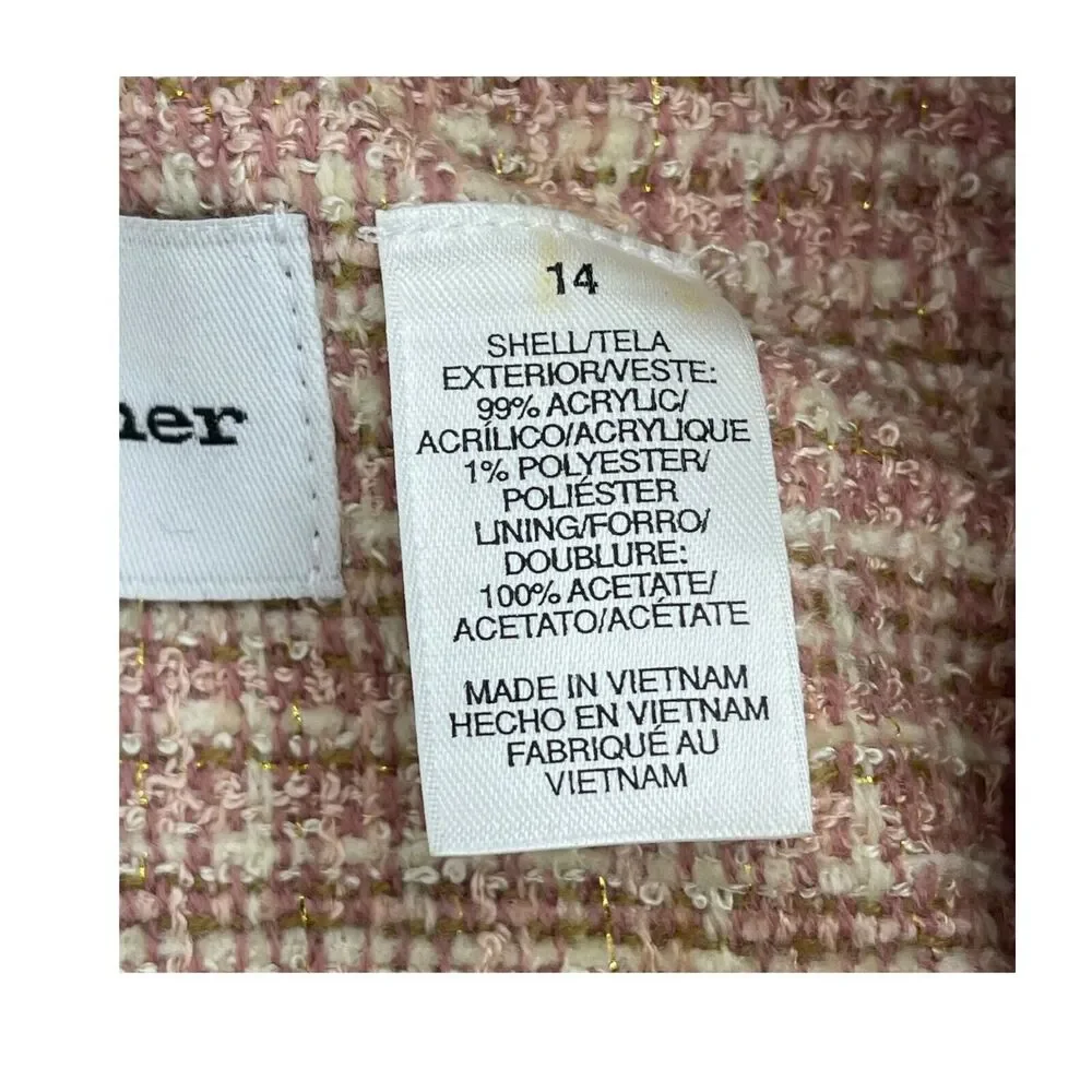 Alfred Dunner Blazer Jacket Women's 14 Pink Acrylic Lined Collared Button Front - Picture 3 of 7
